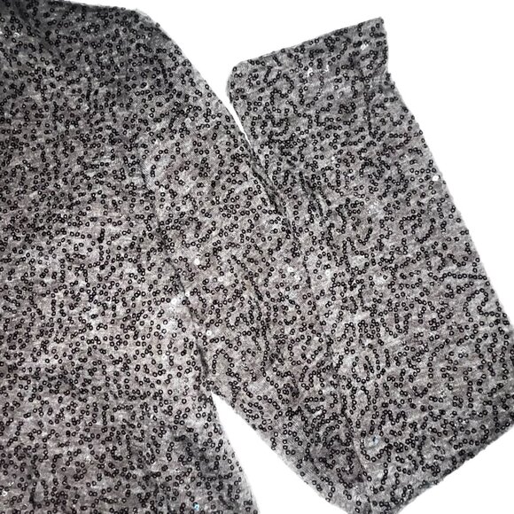 Alice + Olivia Sequined Brown Sweater Top Silk Lined Polka Dot Button Down Blous - Picture 4 of 8